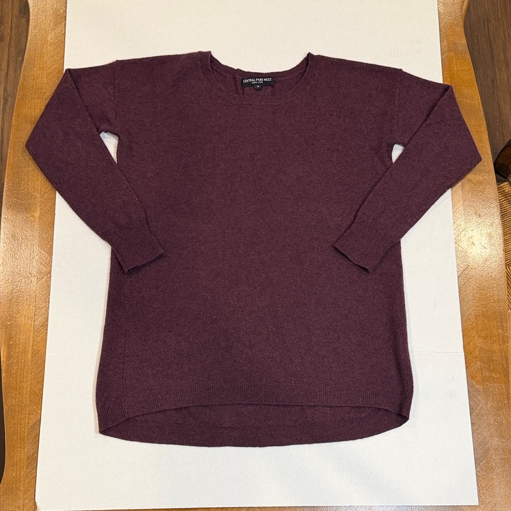 Central Park West Rich Burgundy Crew Neck Cashmere Sweater